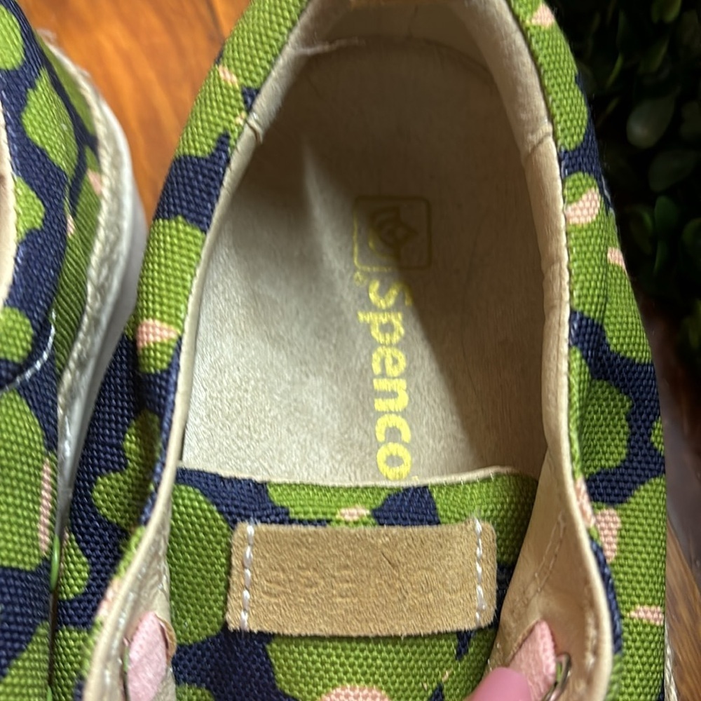 Spenco Green/Black/Pink Canvas Slip-On Comfort Sneaker Shoes Women's US 7.5 - Picture 6 of 7